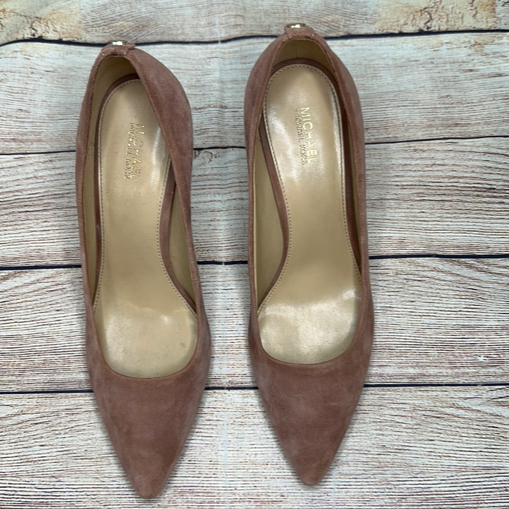 Michael Kors Suede Stiletto Kitten 3” Heels Mauve Closed Pointy Toe Size 8